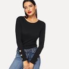 Shein Buttoned Sleeve Slim Fitted Tee