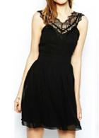 Rosewe Fine Quality Open Back Black Dress With Lace