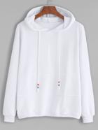 Shein White Contrast Drawstring Hooded Sweatshirt