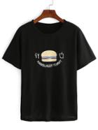 Shein Black Hamburger Print T-shirt