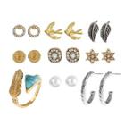 Shein Geometric Shaped Ring & Earring Set With Gemstone