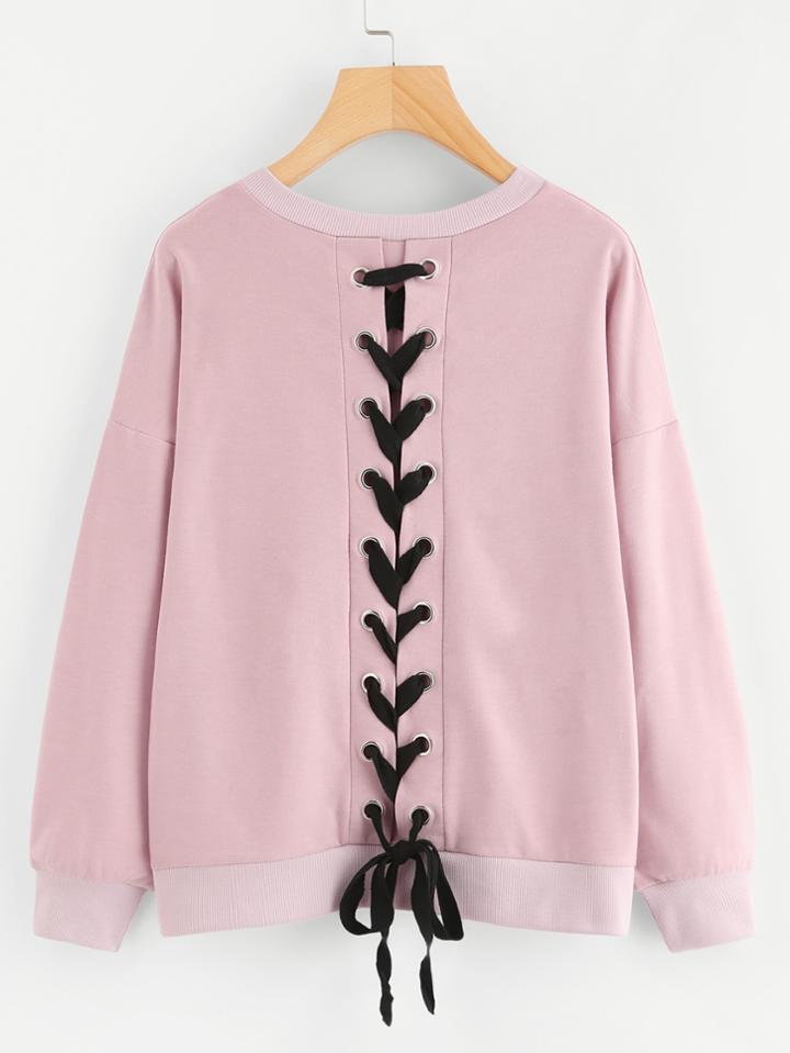Shein Lace Up Back Sweatshirt
