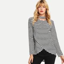 Shein Choker Neckline Striped Tee