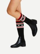 Shein Striped Detail Block Heeled Sock Boots