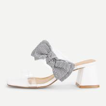 Shein Clear Strap Heeled Sandals With Bow