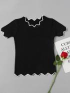 Shein Contrast Chevron Trim Knit Tee