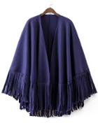 Shein Purple Tassel Loose Cape Coat