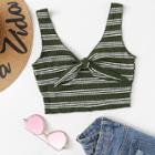 Shein Striped Knot Ribbed Cami