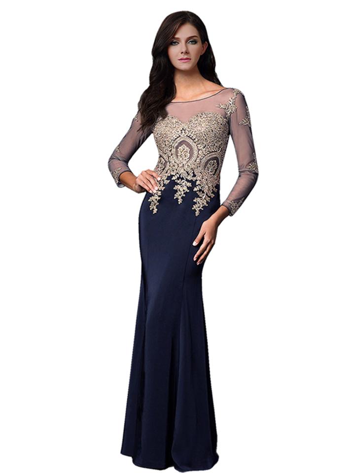 Shein Contrast Mesh Rhinestone Embellished Floor Length Bridesmaid Dress