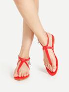 Shein Rhinestone Detail Pu Strappy Sandals With Chain