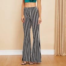 Shein Elastic Waist Striped Flare Pants