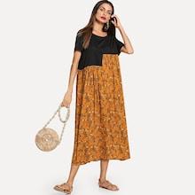 Shein Contrast Flower Print Dress