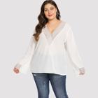 Shein Plus Lace Insert Wrap Top