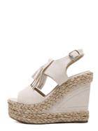 Shein Apricot Open Toe Fringe Platform Wedge Sandals