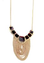 Shein Fashion Zinc Alloy Tassel Spark Ruby Crystal Statement Necklace