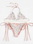 Shein Lace Overlay Rhinestone Bikini Set