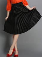 Shein Black High Waist Pleated Pu Skirt