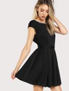 Shein Pearl Beading Open Back Fit & Flare Dress