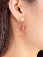 Shein Red Enamel Flamingo Party Dangle Earrings For Women