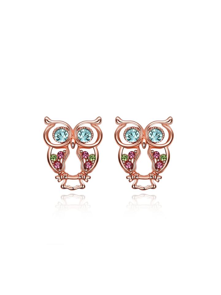 Shein Rhinestone Owl Shaped Stud Earrings