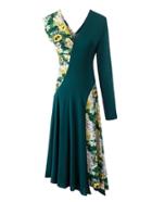 Shein Calico Print Double V Cut 2 In 1 Asymmetrical Dress