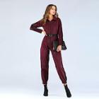 Shein Contrast Panel Zip Up Belted Jumpsuit