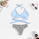 Shein Girls Snakeskin Pattern Wrap Swimsuit