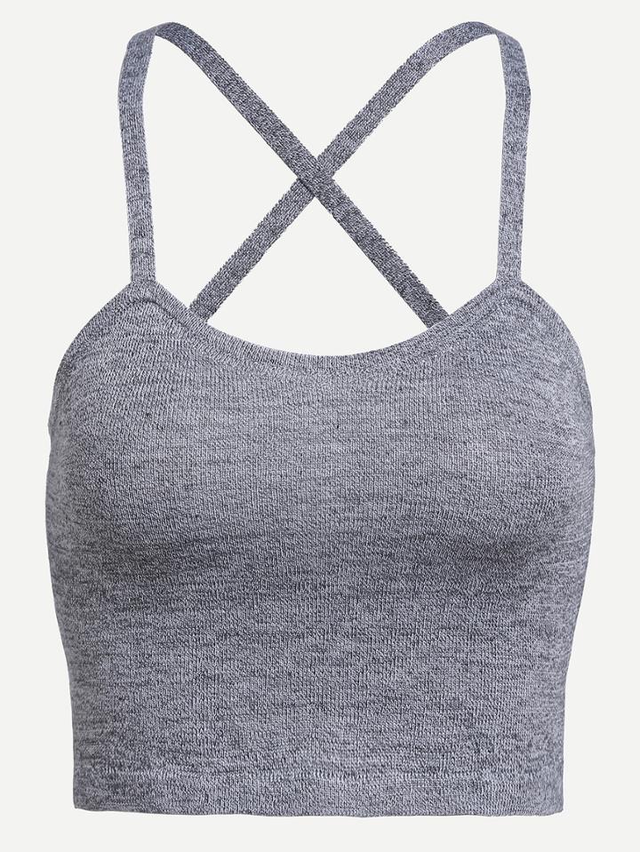 Shein Grey Crisscross Back Cami Top