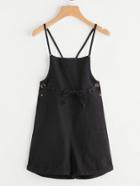 Shein Criss Cross Back Metal Eyelet Overall Shorts