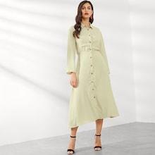 Shein Single Breasted Pocket Detail Dress