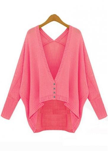 Rosewe Sweet Button Fly Long Sleeve Pink Cardigans For Woman