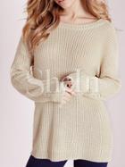 Shein Beige Lace Up Back Sweater