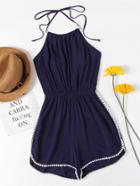 Shein Halter Neck Lace Trim Romper
