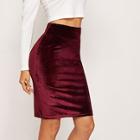 Shein Wide Waistband Velvet Bodycon Skirt
