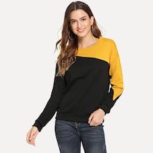Shein Color-block Round Neck Pullover