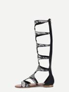 Shein Snake Embossed Knee-high Cut Out Sandals