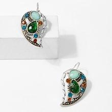 Shein Half Heart Gemstone Stud Earrings