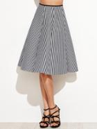 Shein Vertical Striped Zipper Back A-line Skirt