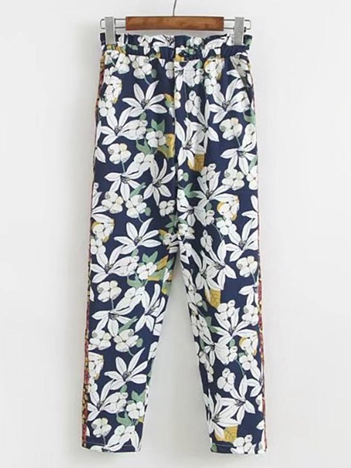Shein Contrast Floral Print Pants
