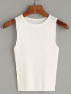 Shein White Plain Knit Tank Top