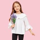 Shein Girls Ruffle Collar And Cuff Smock Top