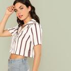 Shein Striped Print Crop Shirt