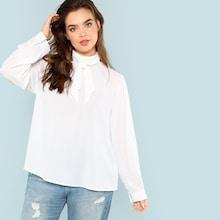 Shein Plus Mock Neck Exaggerate Bow Embellished Top