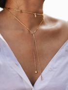 Shein Rhinestone Layered Necklace With Geometric Charm