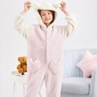 Shein Girls Color-block Teddy Hooded Pj Jumpsuit