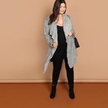 Shein Plus Waterfall Collar Open Front Coat
