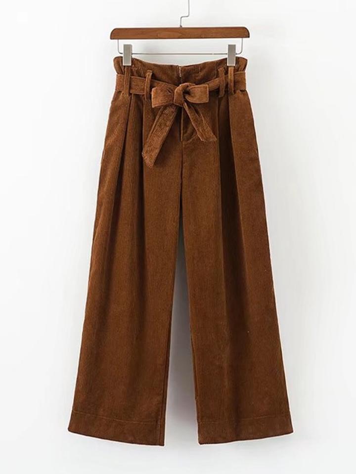 Shein Self Tie Corduroy Pants