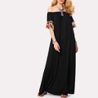 Shein Rhinestone And Fringe Detail Cuff Bardot Dress