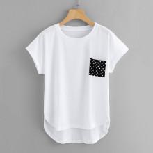 Shein Pocket Patched Dip Hem Tee