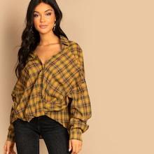 Shein Drop Shoulder Plaid Shirt